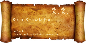 Koth Krisztofer névjegykártya